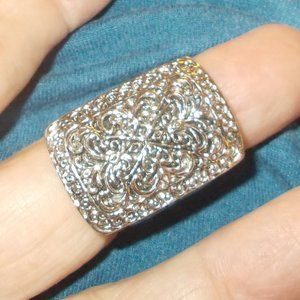 Size 10 Silver Tone Scrollwork Celtic Knot Rectangle Ring